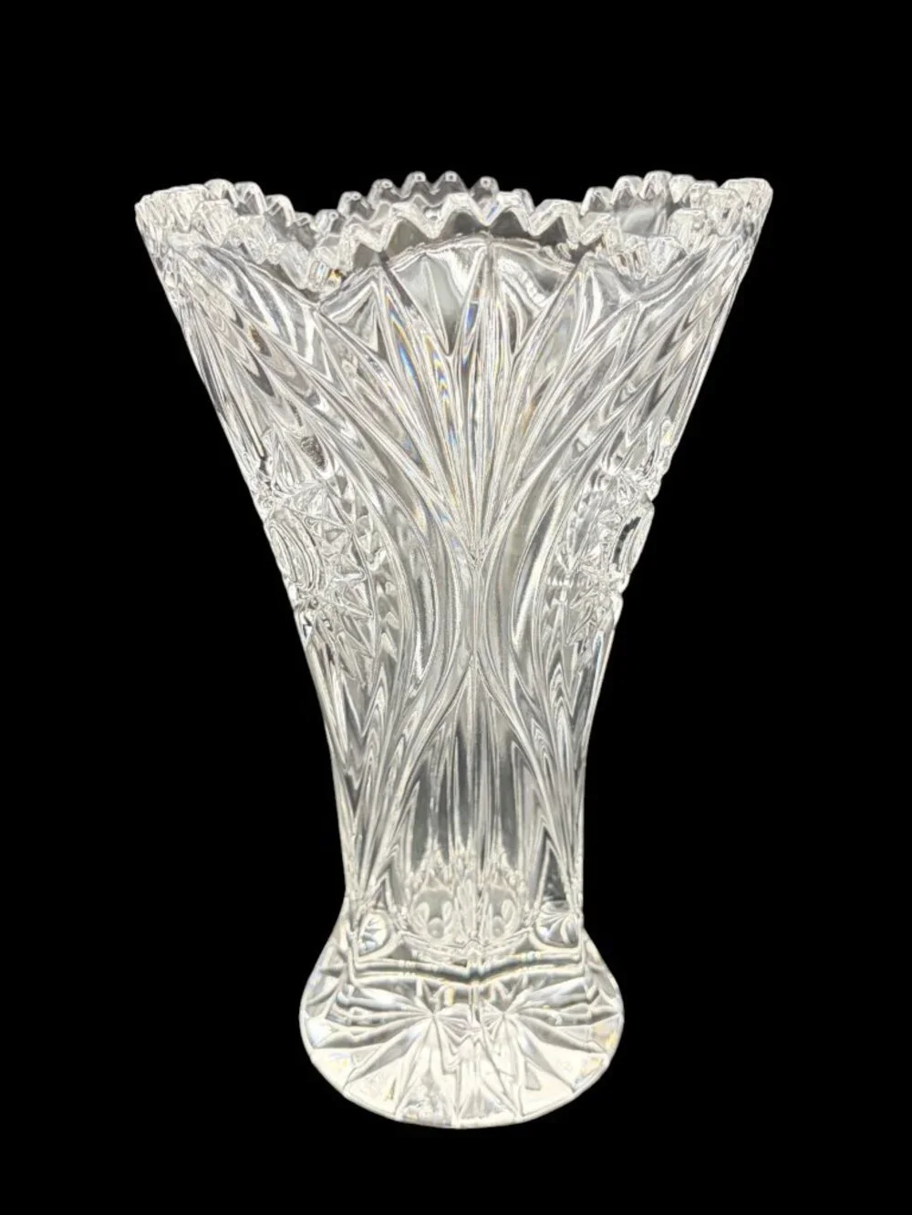 Vintage Nachtmann Bavarian Crystal Vase Starburst Cut Glass Germany 9.5